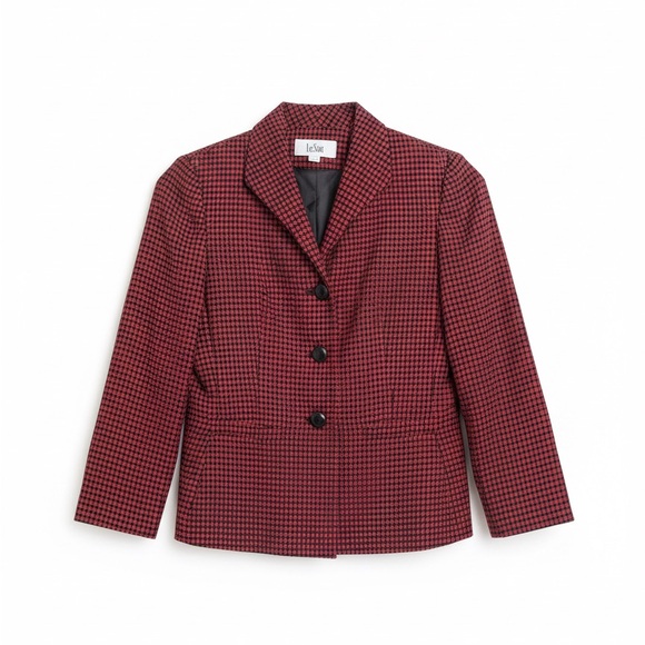Blazer crimson/noir textured. Balances tailored structure with modern. - Picture 4 of 5